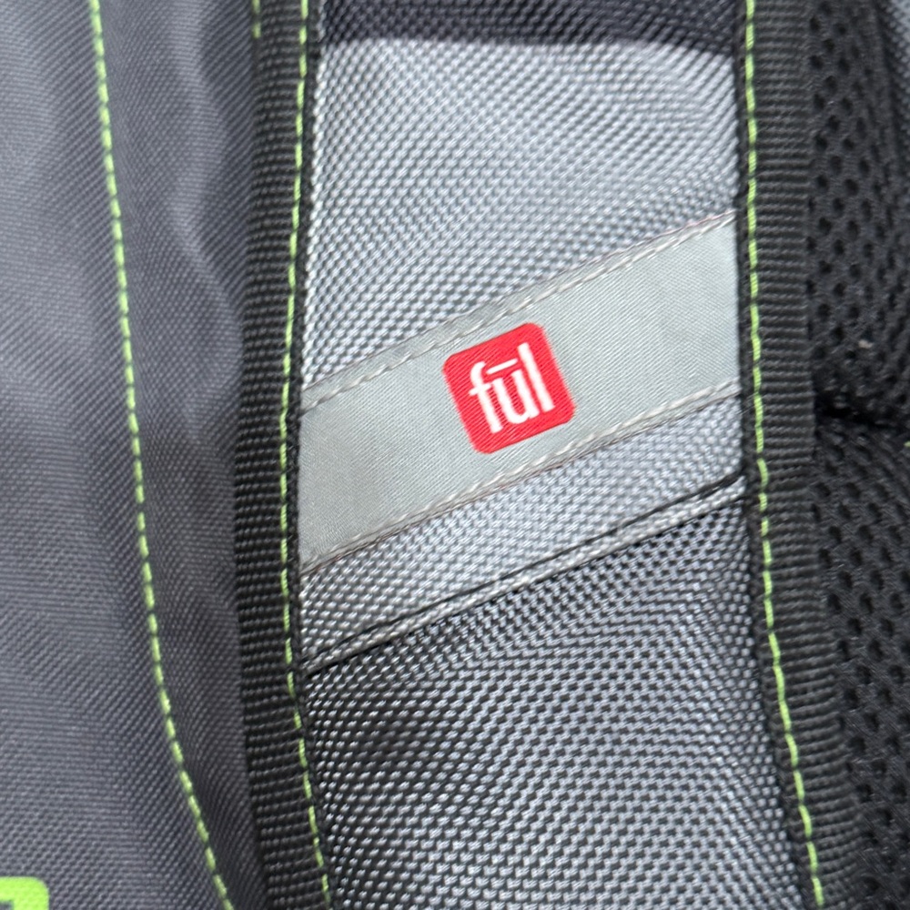 Ful Laptop Backpack Grey Lime Green Multi-Compartment Air Flow Panel Travel Bag - Picture 3 of 9